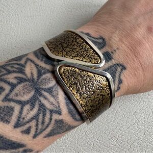 Vintage Gold & Silver Hinged Cuff Bracelet